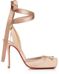 Christian Louboutin - Cassia 100Mm Lace-Up Satin Ballet Pumps - Lyst