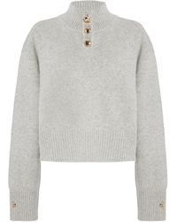 Brandon Maxwell - The Rowe Cropped Cashmere Henley Sweater - Lyst