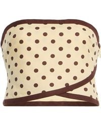 Posse - Bowie Strapless Polka-Dot Linen-Cotton Top - Lyst
