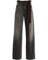 DARKPARK - Lu Fur-Trimmed Rigid High-Rise Straight-Leg Jeans - Lyst