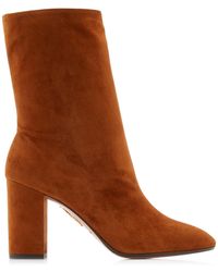 Aquazzura Boogie Suede Ankle Boots - Brown