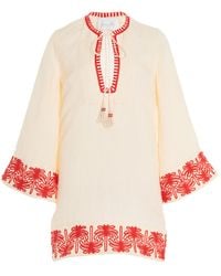 Johanna Ortiz - + Net Sustain Ocean Clan Embroidered Organic Linen-blend Mini Dress - Lyst