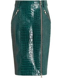 LAQUAN SMITH - Croc-embossed Leather Midi Skirt - Lyst