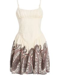 BOTEH - Cassia Gathered Linen Mini Dress - Lyst