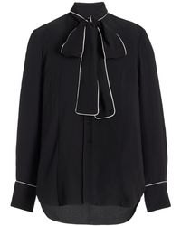 Elie Saab bow-detailed chiffon blouse - Black