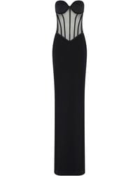 The New Arrivals Ilkyaz Ozel - Tara Mesh-Detailed Silk-Satin Corseted Maxi Dress - Lyst