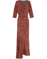 Cortana - Carla Wrap Top Silk Maxi Dress - Lyst