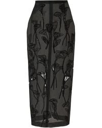 Carolina Herrera - Embellished Crepe Silk Organza Ankle-Length Skirt - Lyst