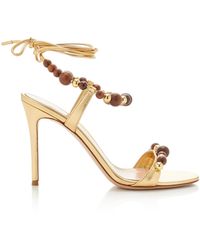 Gianvito Rossi - Beaded Metallic-leather Sandals - Lyst