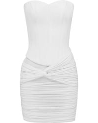 Alex Perry - Corset-Waist Ruched Jersey Mini Dress - Lyst
