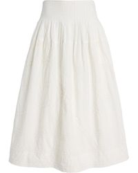 Sea - Camden Shirred Cotton Poplin Midi Skirt - Lyst