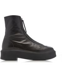 The Row - Zippered Platform Leather Combat Boots - Lyst