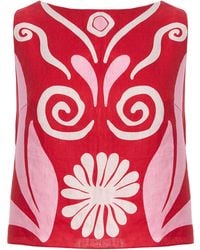 Cala De La Cruz - Avelino Printed Linen Top - Lyst