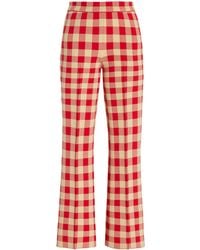 High Sport - Exclusive Kick Gingham Stretch-cotton Knit Cropped Flared Pants - Lyst
