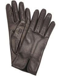 Saint Laurent - Slit Leather-Silk Gloves - Lyst