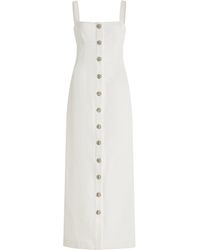 Adam Lippes - Camille Button-detailed Stretch-cotton Midi Dress - Lyst