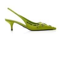 Prada - Embellished Satin Slingback Pumps - Lyst