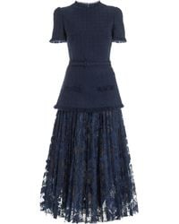 Oscar de la Renta - Tailored Guipure-lace Wool-tweed Maxi Dress - Lyst