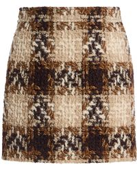 Saint Laurent - Checked Tweed Mini Skirt - Lyst