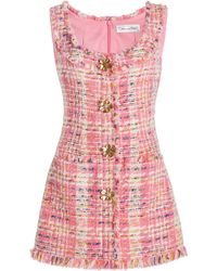 Oscar de la Renta Ribbon Tweed Dress - Pink