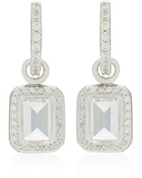 Anabela Chan - Emerald Pendant 9K Rhodium Vermeil Diamond Earrings - Lyst