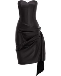 Alex Perry - Draped Leather Mini Dress - Lyst
