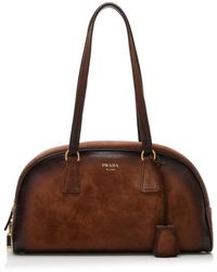 Prada - Bowling Medium Suede Bag - Lyst