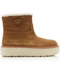 Prada - Evolve Shearling-lined Suede Ankle Boots - Lyst