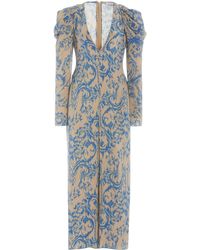 Cushnie Rococo Print Silk Jumpsuit - Blue