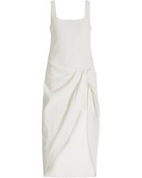Anemos - The Selene Draped Linen-blend Midi Dress - Lyst