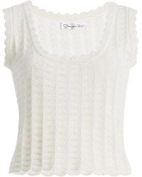 Oscar de la Renta - Pointelle-Knit Cotton-Silk Tank Top - Lyst