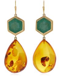 Annette Ferdinandsen - Hive 18K Emerald And Amber Earrings - Lyst