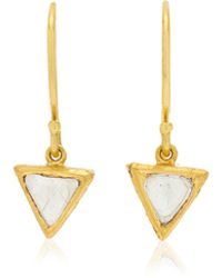 Amrapali - 18k Yellow Gold Kundan Diamond Triangle Drop Earrings - Lyst