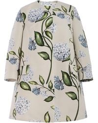 Oscar de la Renta - Porcelain Flowers Short Faille Coat - Lyst
