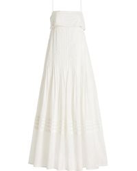 STAUD - Kristina Pleated Cotton Maxi Dress - Lyst