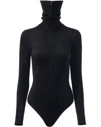 Alaïa - Zip Velvet Bodysuit - Lyst