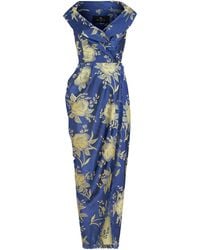 Etro - Off-the-shoulder Floral-satin Midi Wrap Dress - Lyst