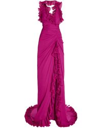 Oscar de la Renta - Ruffled Silk-georgette Gown - Lyst