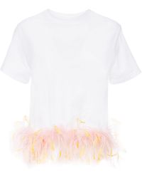 DES_PHEMMES - Classic Feather-Trimmed Boxy Cotton T-Shirt - Lyst