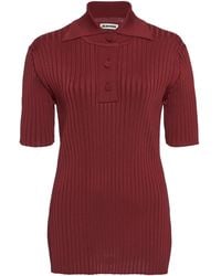 Jil Sander - Ribbed-Knit Polo Top - Lyst