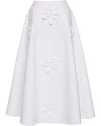 Valentino Garavani - Embroidered Cotton Poplin Midi Skirt - Lyst
