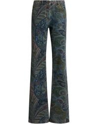Etro - Printed Rigid Low-Rise Straight-Leg Jeans - Lyst