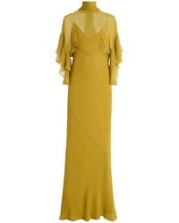 De La Vali - Lena Ruffled Georgette Maxi Dress - Lyst