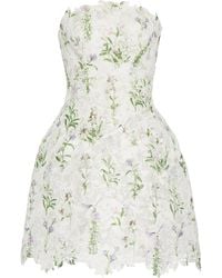 Monique Lhuillier - Printed Lace Mini Dress - Lyst