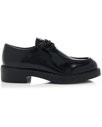 Prada - Logo-Detailed Leather Oxford Loafers - Lyst