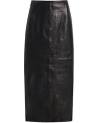 Nour Hammour - Selly Leather Midi Skirt - Lyst