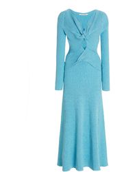 Anna Quan Paige Twisted Ribbed-knit Cotton Midi Dress - Blue