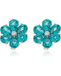 Anabela Chan - Paraiba Marguerite Daisy 18K Diamond And Tourmaline Earrings - Lyst