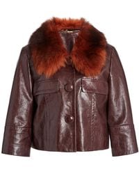 Chloé - Shearling-Trimmed Leather Jacket - Lyst