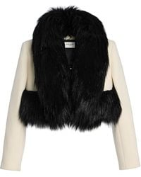 Burc Akyol - Faux-Fur Trimmed Wool Cropped Coat - Lyst